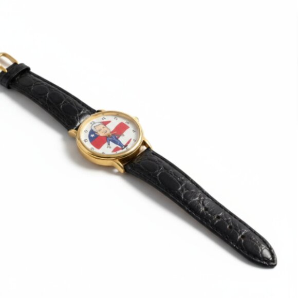 President Bill Clinton Watch Runs Backwards Novelty Working Leather Band - Picture 3 of 9
